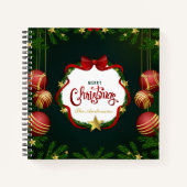 Gepersonaliseerde groene kerst | Guestbook Notitieboek (Voorkant)