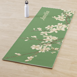 Gepersonaliseerde groene lente bloemen Voeg naam t Yogamat