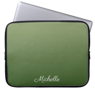 Gepersonaliseerde groene ombre laptop sleeve