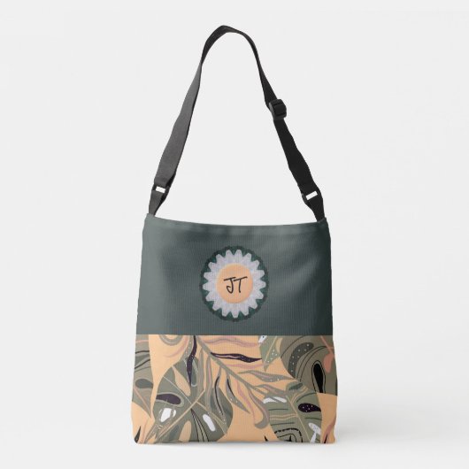  Gepersonaliseerde Groene/Perzik Canvas tas w/Leav (Achterkant)