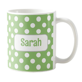 Gepersonaliseerde groene polka dot Mok