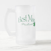 Gepersonaliseerde groene Shamrock Best Man Beer St Matglas Bierpul (Links)