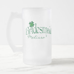 Gepersonaliseerde groene Shamrock Bridesmaid Beer Matglas Bierpul