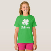 Gepersonaliseerde groene Shamrock Kinder St Patric T-shirt (Voorkant volledig)