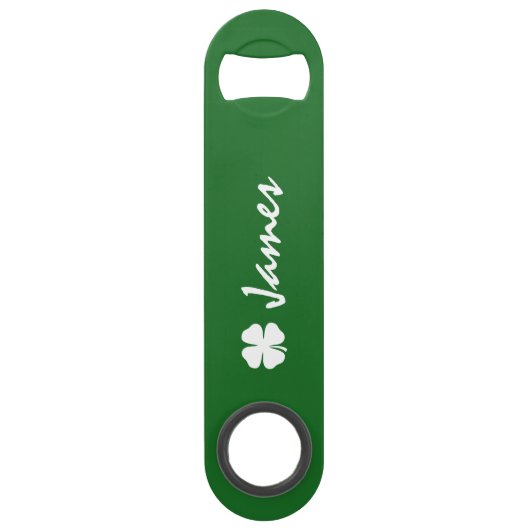 Gepersonaliseerde groene St. Pats shamrock flesope Speed Flessenopener (Voorkant)