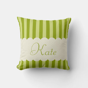 Gepersonaliseerde groene strepen Polka Dots Design Kussen