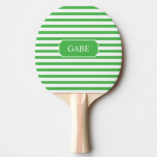 Gepersonaliseerde Groene Stripe Ping Pong Paddle Tafeltennisbatje (Voorkant)