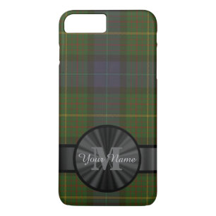 Gepersonaliseerde groene tartan plaid monogram iPhone 8 plus / 7 plus hoesje
