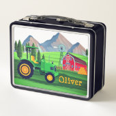 Gepersonaliseerde Groene Tractor Barnyard Boerderi (Achterkant)