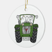 Gepersonaliseerde groene tractor land bruiloft cad keramisch ornament (Links)