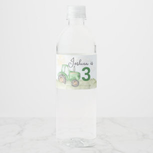 Gepersonaliseerde Groene Tractor Thema Water Bottl Waterfles Etiket