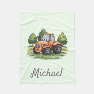 Gepersonaliseerde Groene Waterverf Tractor Fleece Deken