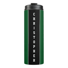Gepersonaliseerde groene zwarte streep thermische