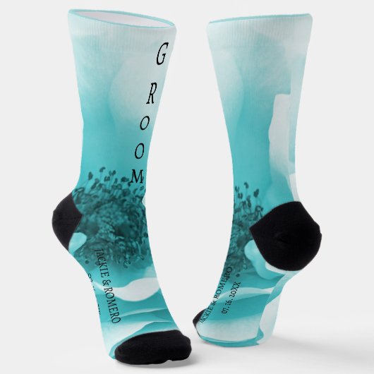 Gepersonaliseerde GROOM Abstracte Blauw & Witte Bl Sokken (Gebogen)