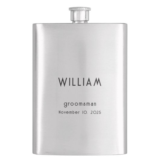 Gepersonaliseerde Groomsman Gift w / Naam & Trouwr Flacon (Voorkant)