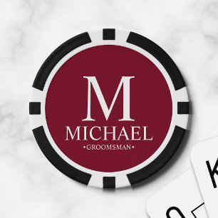 Gepersonaliseerde Groomsman Naam en Monogram Poker Chips