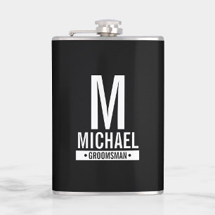 Gepersonaliseerde Groomsman's Monogram en Naam Heupfles