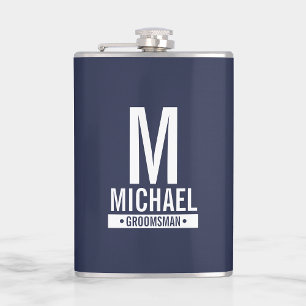 Gepersonaliseerde Groomsman's Monogram en Naam Heupfles