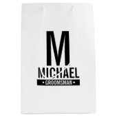 Gepersonaliseerde Groomsman's Monogram en Naam Medium Cadeauzakje