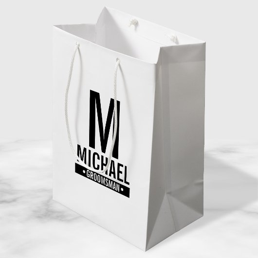 Gepersonaliseerde Groomsman's Monogram en Naam Medium Cadeauzakje