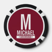 Gepersonaliseerde Groomsman's Monogram en Naam Poker Chips (Achterkant)