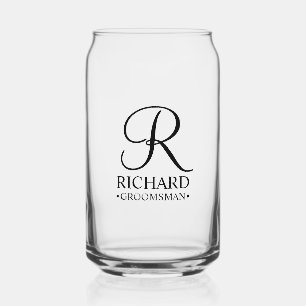 Gepersonaliseerde Groomsman's Naam en Monogram Blikvorm Glas