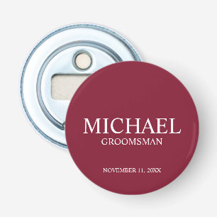 Gepersonaliseerde Groomsman's Naam en Monogram Button Flesopener