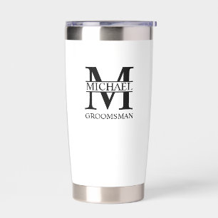 Gepersonaliseerde Groomsman's Naam en Monogram Geïsoleerde Drinkbeker