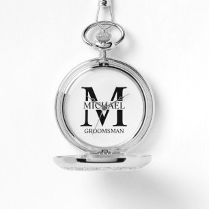 Gepersonaliseerde Groomsman's Naam en Monogram Horloge
