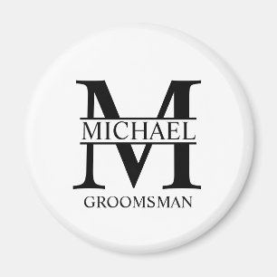 Gepersonaliseerde Groomsman's Naam en Monogram Magneet