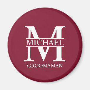 Gepersonaliseerde Groomsman's Naam en Monogram Magneet