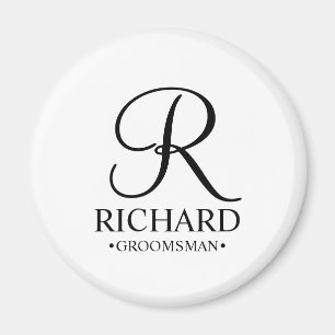 Gepersonaliseerde Groomsman's Naam en Monogram Magneet