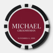 Gepersonaliseerde Groomsman's Naam en Monogram Poker Chips (Voorkant)