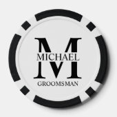 Gepersonaliseerde Groomsman's Naam en Monogram Poker Chips (Achterkant)