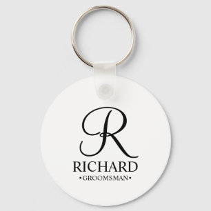 Gepersonaliseerde Groomsman's Naam en Monogram Sleutelhanger