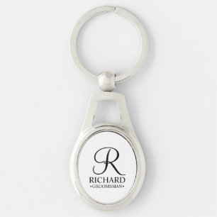 Gepersonaliseerde Groomsman's Naam en Monogram Sleutelhanger