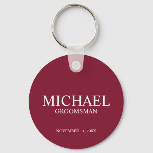 Gepersonaliseerde Groomsman's Naam en Monogram Sleutelhanger
