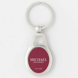 Gepersonaliseerde Groomsman's Naam en Monogram Sleutelhanger