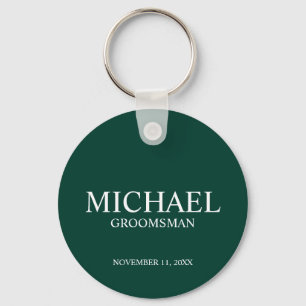 Gepersonaliseerde Groomsman's Naam en Monogram Sleutelhanger