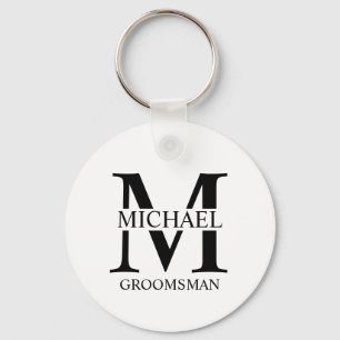 Gepersonaliseerde Groomsman's Naam en Monogram Sleutelhanger