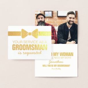 Gepersonaliseerde Groomsmen Foto Groomsman gevra Folie Kaarten
