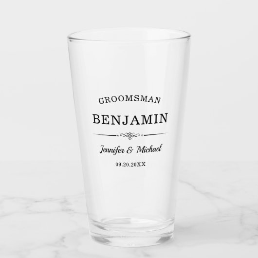 Gepersonaliseerde Groomsmen Gift Elegant Bruilofts Glas (Voorkant)
