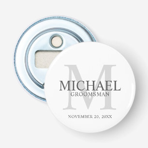 Gepersonaliseerde Groomsmen's naam en monogram Button Flesopener