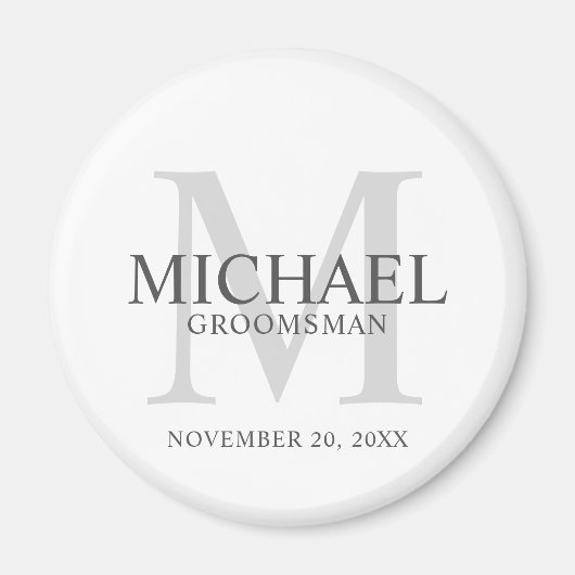 Gepersonaliseerde Groomsmen's naam en monogram Magneet (Voorkant)