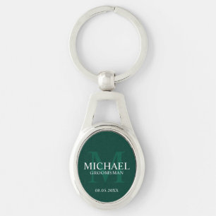 Gepersonaliseerde Groomsmen's naam en monogram Sleutelhanger