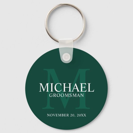 Gepersonaliseerde Groomsmen's naam en monogram Sleutelhanger (Voorkant)