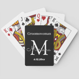 Gepersonaliseerde Groomvrouw zwart wit monogram Pokerkaarten