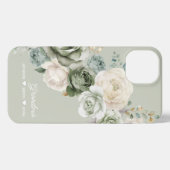 Gepersonaliseerde Grootmoeder Bloemen Sage Groen iPhone Hoesje (Achterkant horizontaal)