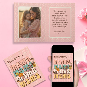 Gepersonaliseerde Groovy Mama blush met Foto gevou Kaart