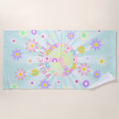 Gepersonaliseerde Groovy Retro Daisy Strandlaken (Voorkant)